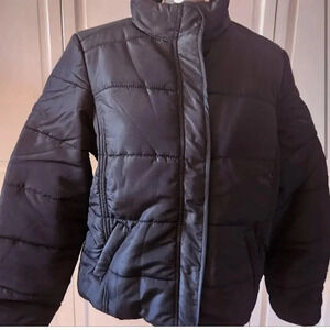 AEROPOSTALE BLACK GIRLS PUFFER JACKET WITH ZIP AND BUTTON CLOSURE SIZE LARGE